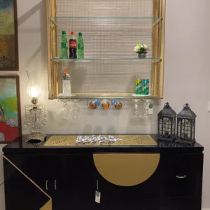 Geometrical Buffet Cabinet with Glass Rack