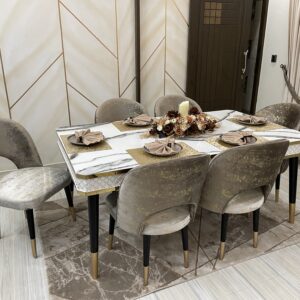 The Blade Dining Table & 6 Oyster Chairs